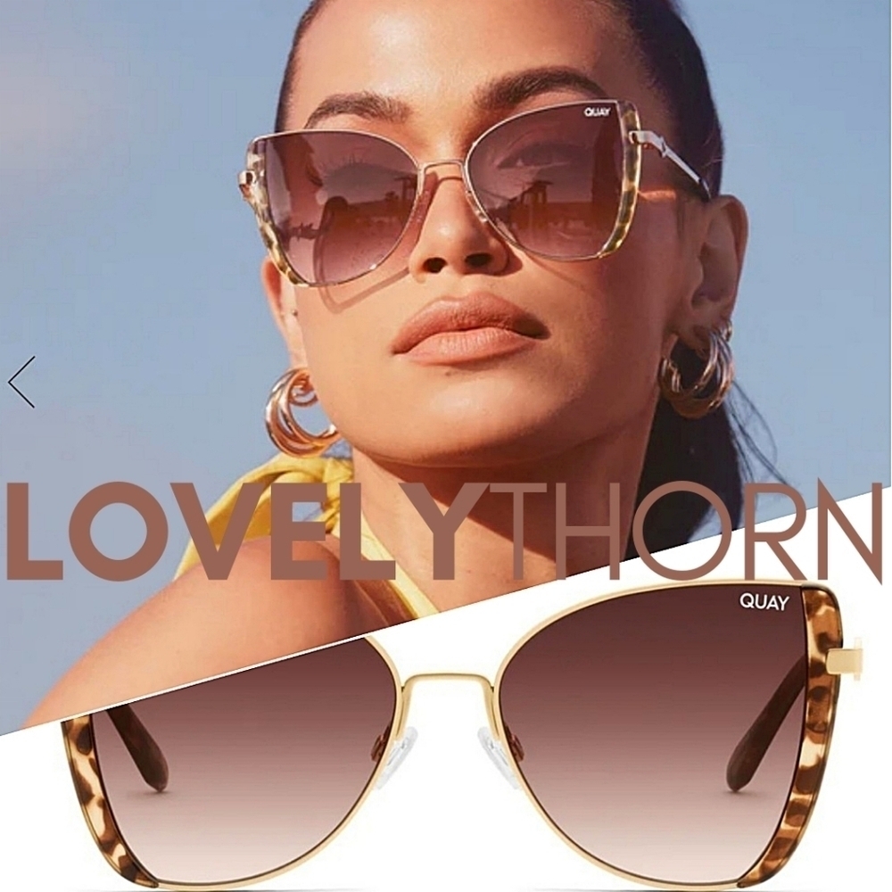 QUAY // ltd ed brown tortoise detail butterfly frame with brown fade lenses